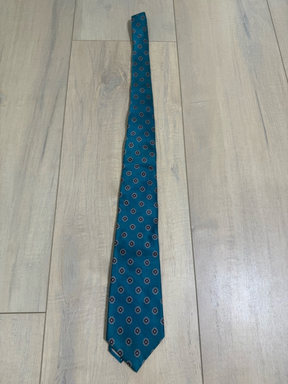 Dior Teal Medallion Silk Tie